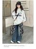 Trendy 2025 Girls' Autumn Sweatshirt & Jeans Set - Fashionable Two-Piece for Older Kids