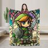 Z-Zeldas Green Hero Stained Glass Link Blankets Fleece Summer Air Conditioning  Multifunction Warm Throw Blanket for Home Quilt