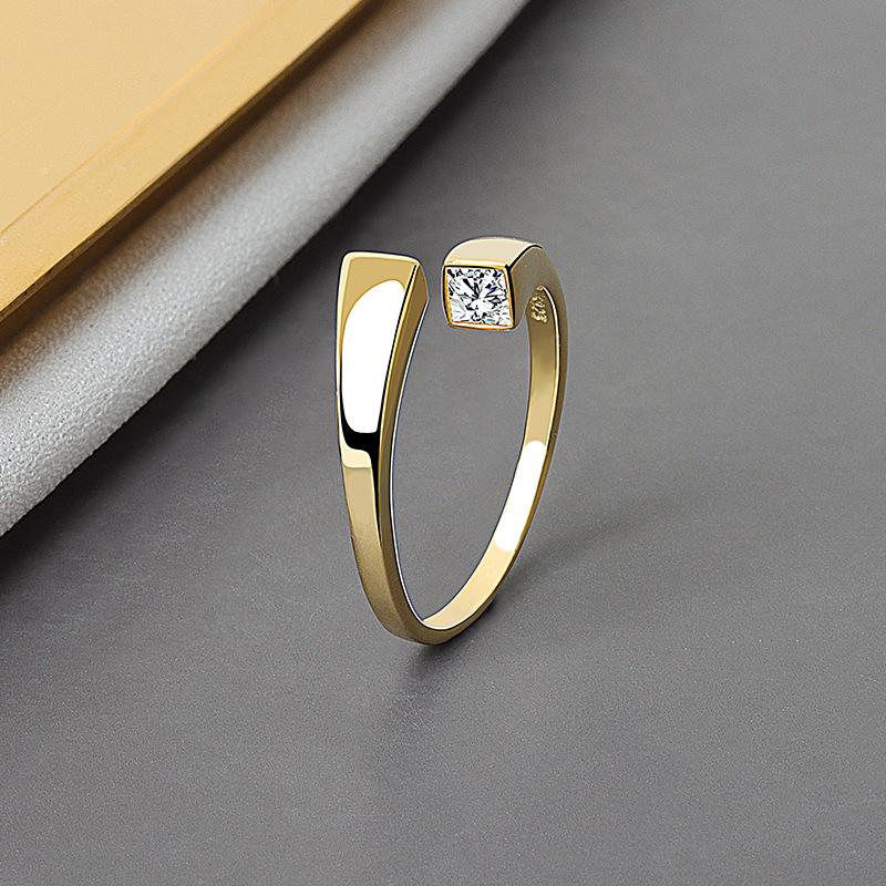 Real 925 Silver Rings For Women Vintage Zircon Open Round Engagement Rings Silver 925 Jewelry Anillos Mujer