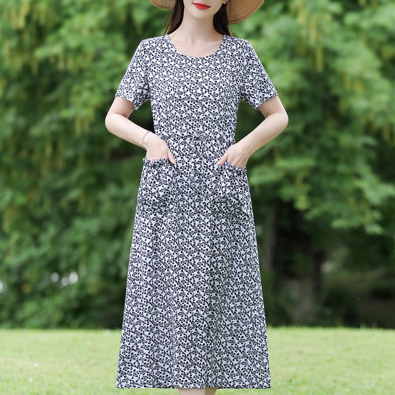 Elegant Dresses for Women Plus Size Casual Short Sleeve Vintage Long Dress Summer Clothes