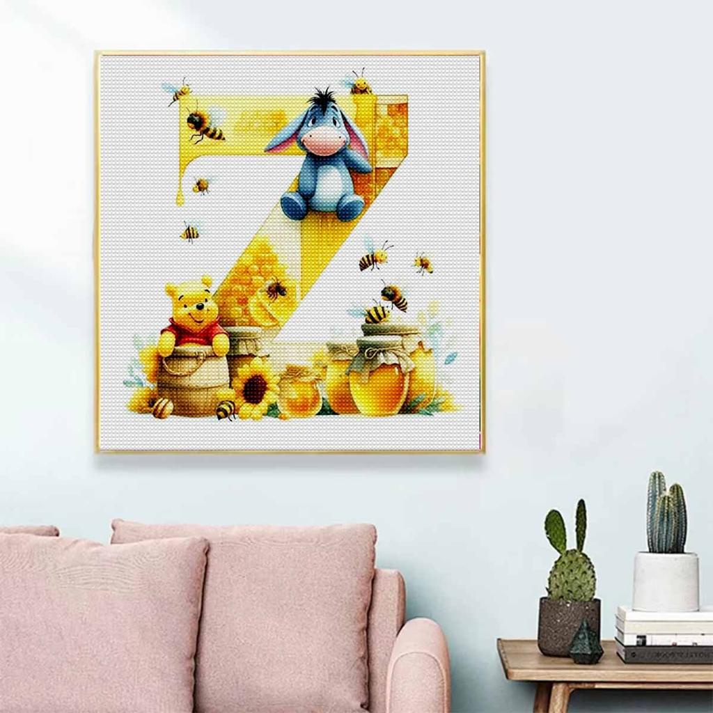 DIY Diamond Painting Round Diamond The Letters "Z" In Vini and Eeyore Full Diamond Mosaic Home Decoration Painting Cross Stitch Kit