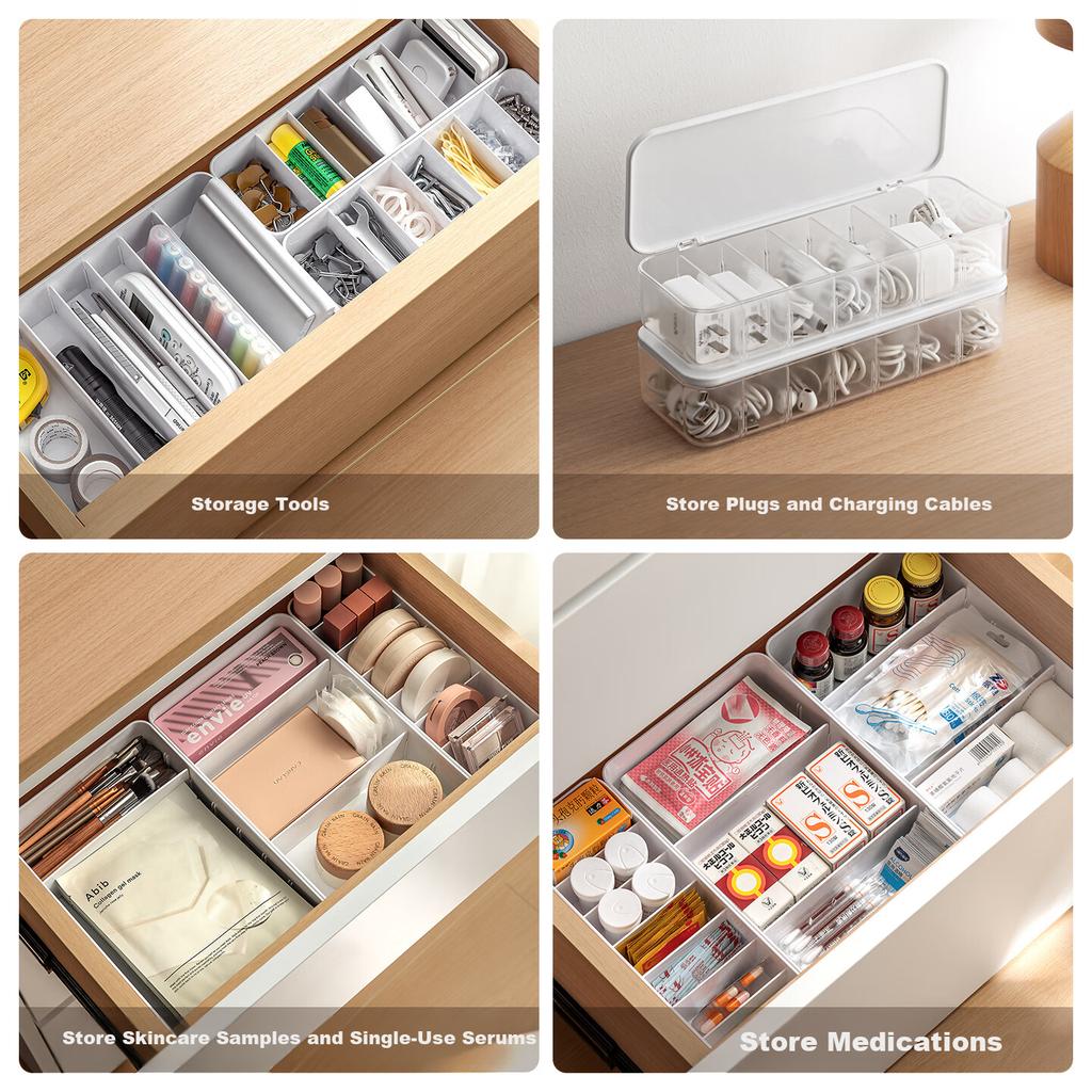 Lazy Corner Storage Box Cable Organizer USB Charger Wire Small Item Divider Drawer Small Size + Cable Organizer