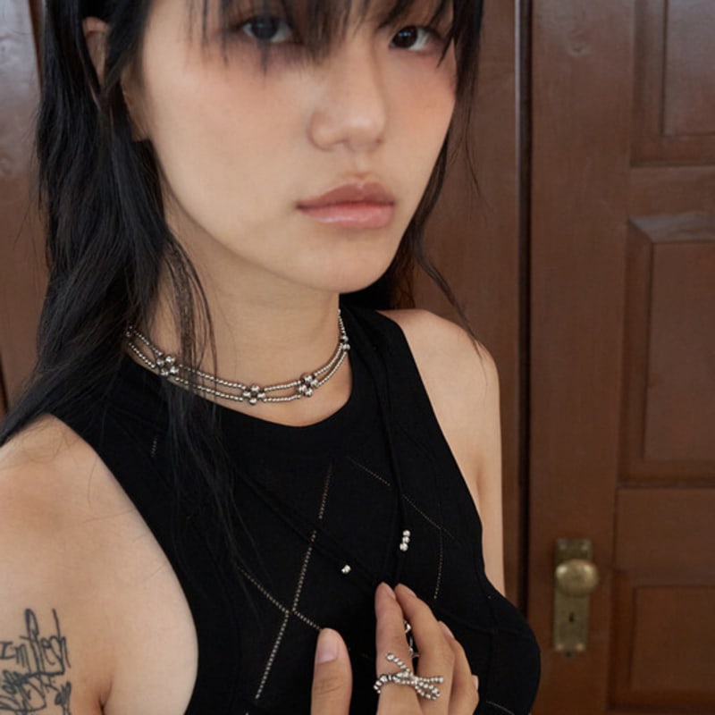 Dazzling Club Metalic Beads Weaving Choker