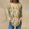 Tee Shirts For Women Casual Round Neck Long Sleeve Shirts Christmas Printing Top Pullover