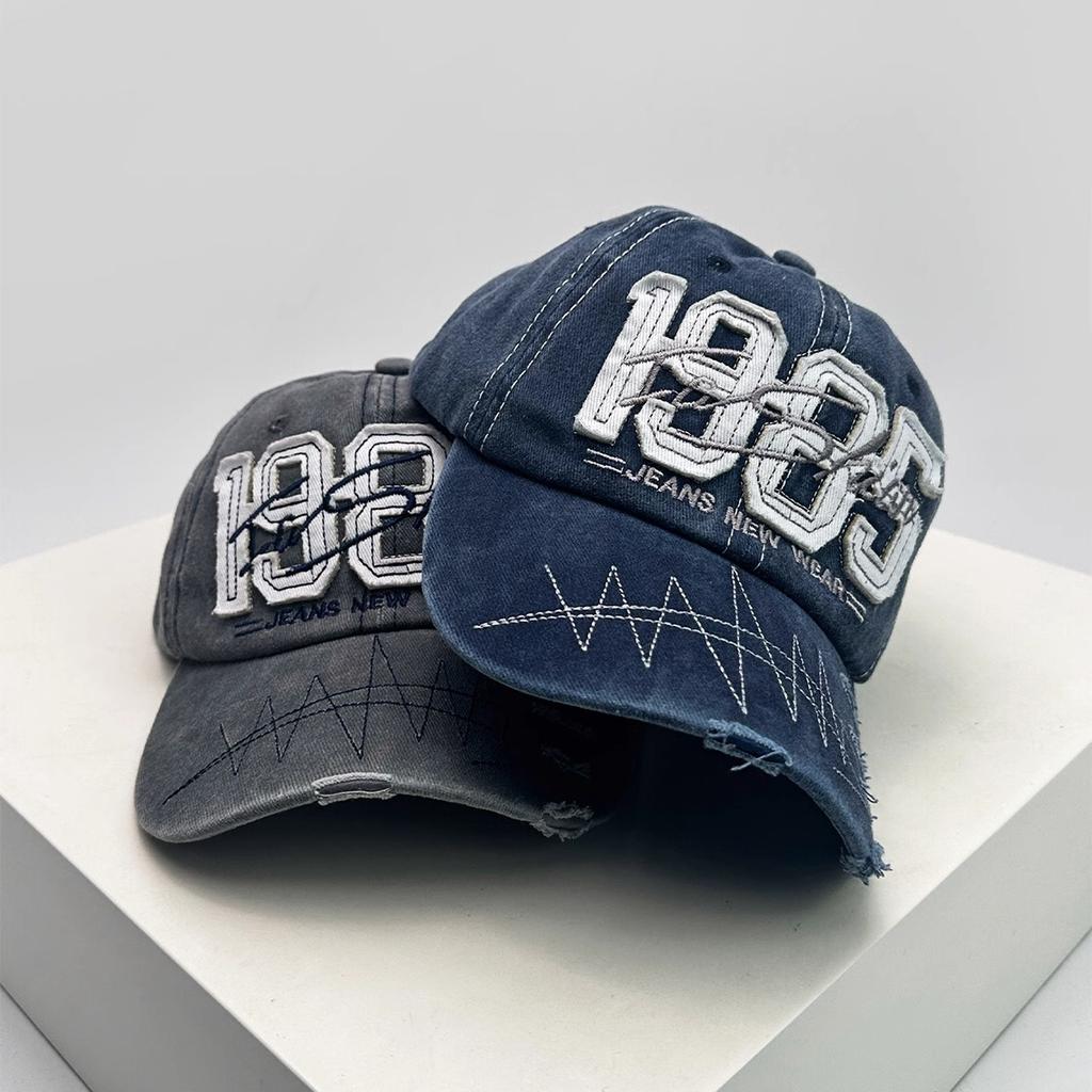 New Men's and Women's Hats  Embroidered Baseball Cap  Wash Cotton Ripped Outdoor Sunshade Casual and Fashionable Baseball Cap