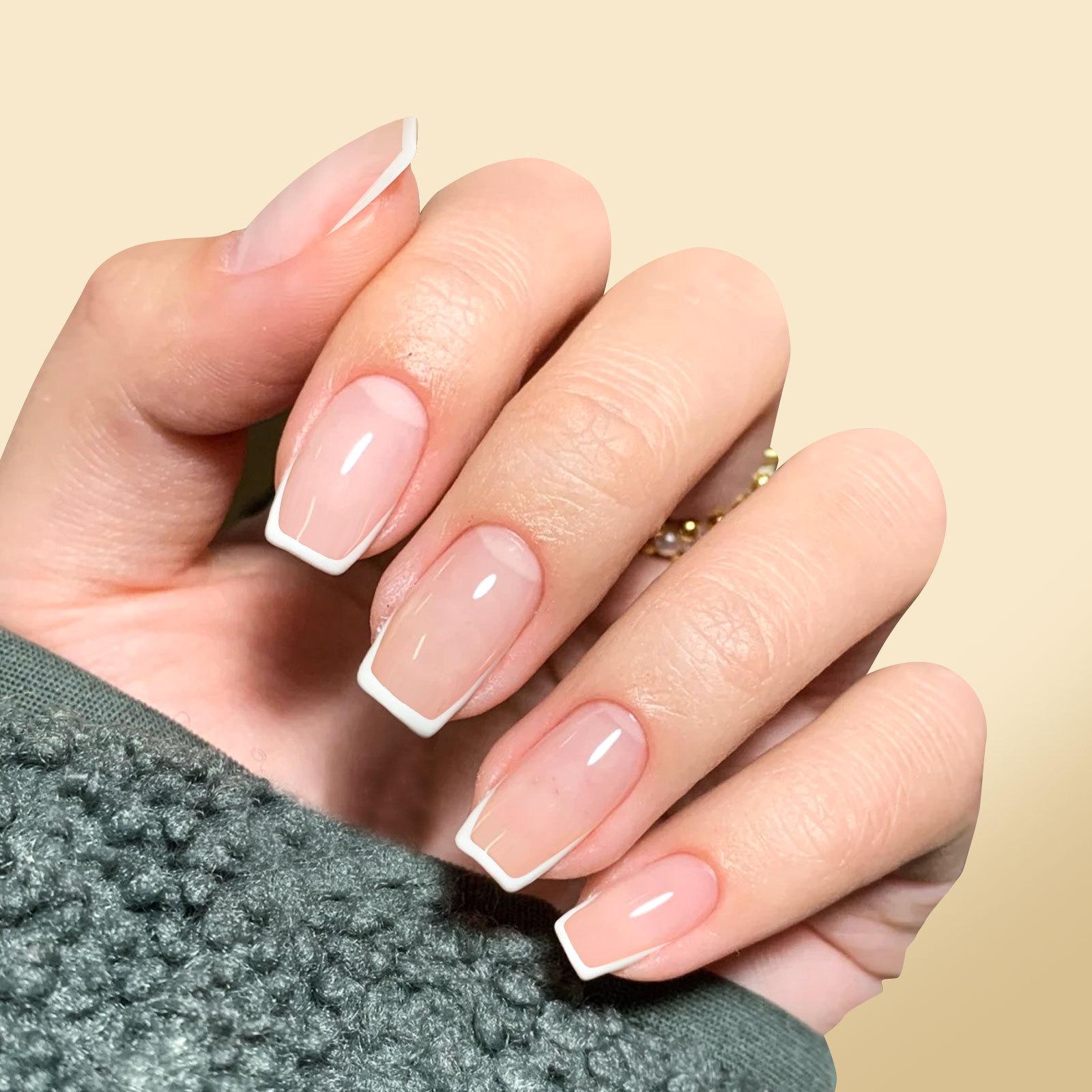 

Новый французский носимый маникюр Готовый мягкий ноготь Накладной ноготь Ноготь Наклейка для ногтей Наклейка для ногтей Съемный ноготь