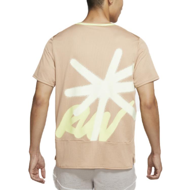 Nike Dri-FIT Rise 365 Graffiti Print Reflective Running Quick-Dry Short Sleeve T-Shirt Men Tops Maize DD5356-200