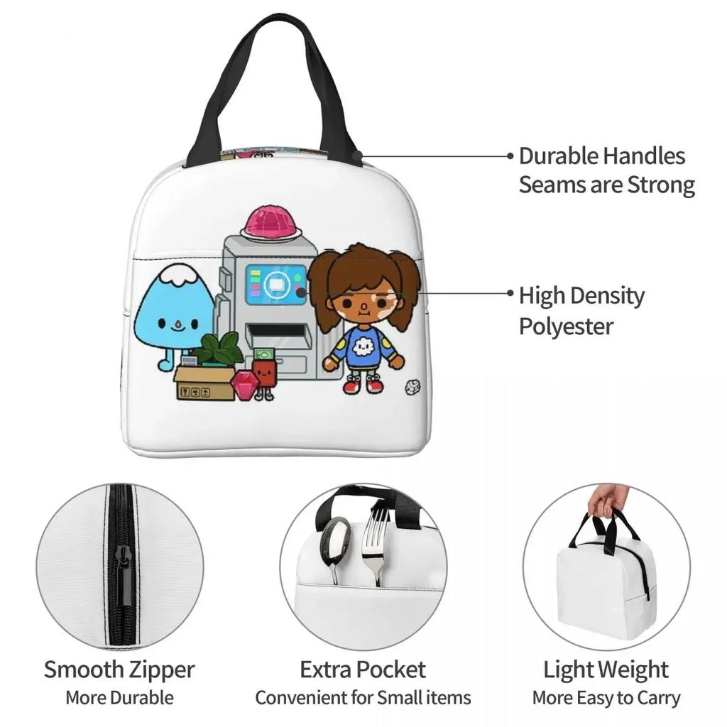 Borsa Termica per Pranzo Toca Boca Game per Donne Bambini Scatole per Alimenti a Prova di Perdite Borsa Termica Tote