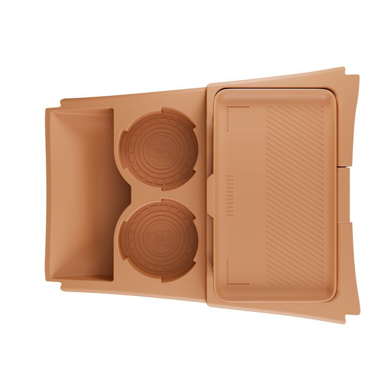 For Geely Boyue L 2025 Car Storage Box Under Center Console Layer Organizer with Cover Silicone Phone Cup Holder Car Accessories