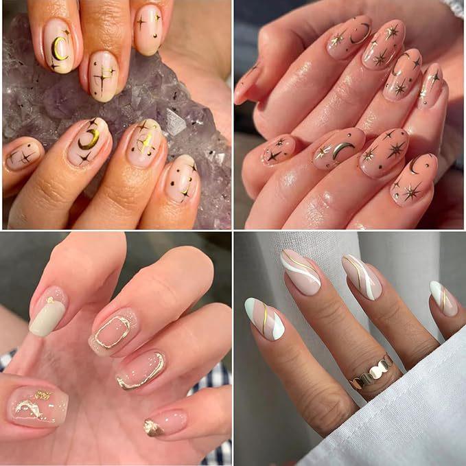 Gold 3D Self-Adhesive Full Cover Nail Stickers for Kids - Wearable Manicure Decals