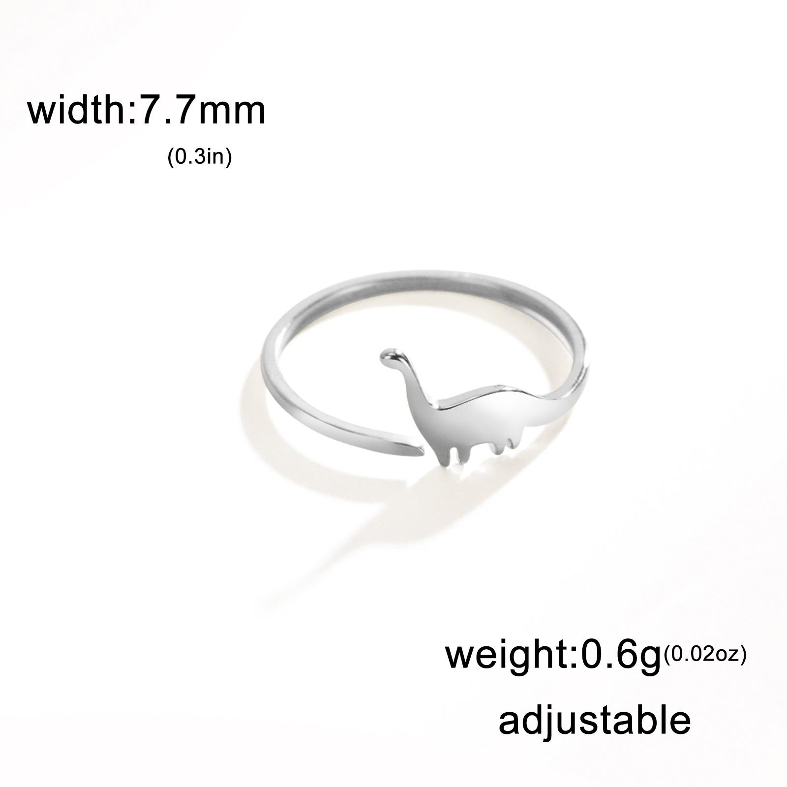 

Teamer Cute Dinosaur Stainless Steel Ring Women Minimalist Open Adjustable Finger Ring Fashion Jewelry Birthday Gifts Wholesale resizable