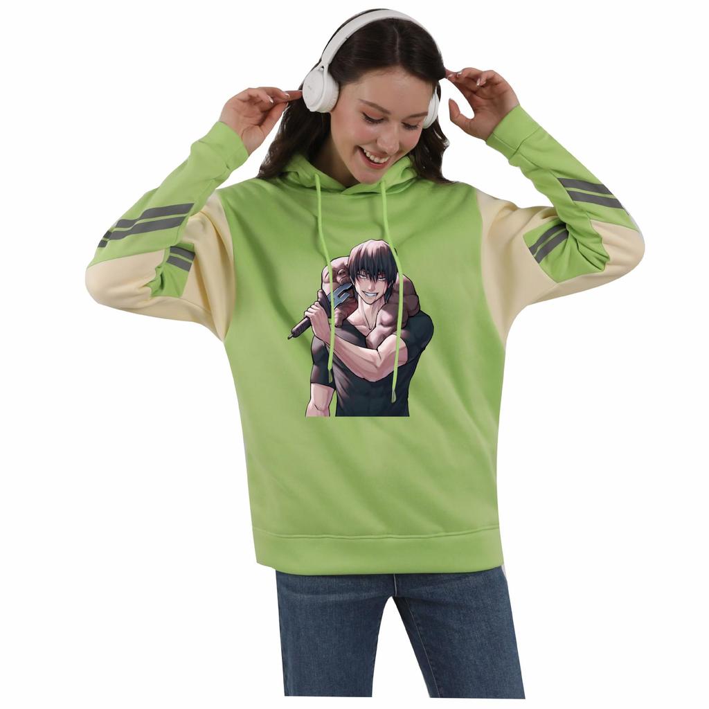 Jujutsu Kaisen Color Block Patchwork Fleece Hoodie for Men & Women