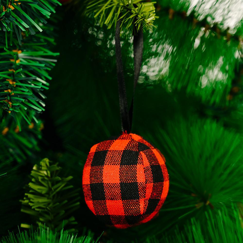 

Christmas Tree Eyecatching Decor Foam Ornament Red And Black Check Pattern For Seasonal Joy RedBlack Foam Ball