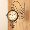 Creative Iron Art Double-Sided Retro Wall Clock for Living Room Decoration