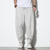 Summer Men Casual Thin Loose Striped Harem Pants Breathable Comfortable Daily Casual Trousers