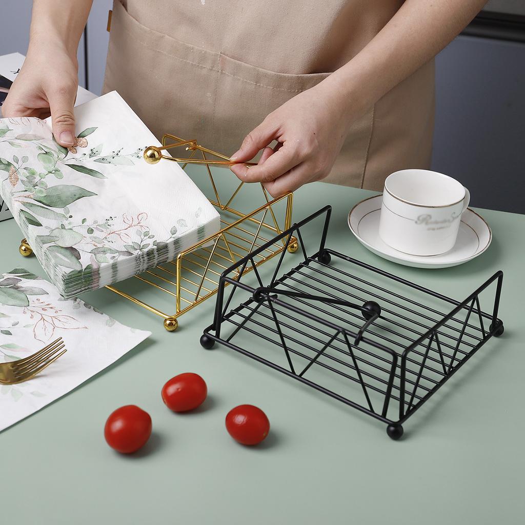 Iron Tissue Storage Holder Square Diamond Napkin Stand for Cafe Hotel Restaurant