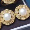 Korean Style 18K Gold-Plated Freshwater Pearl Stud Earrings with Cubic Zirconia, 8-9mm, Versatile Fashion Accessory.