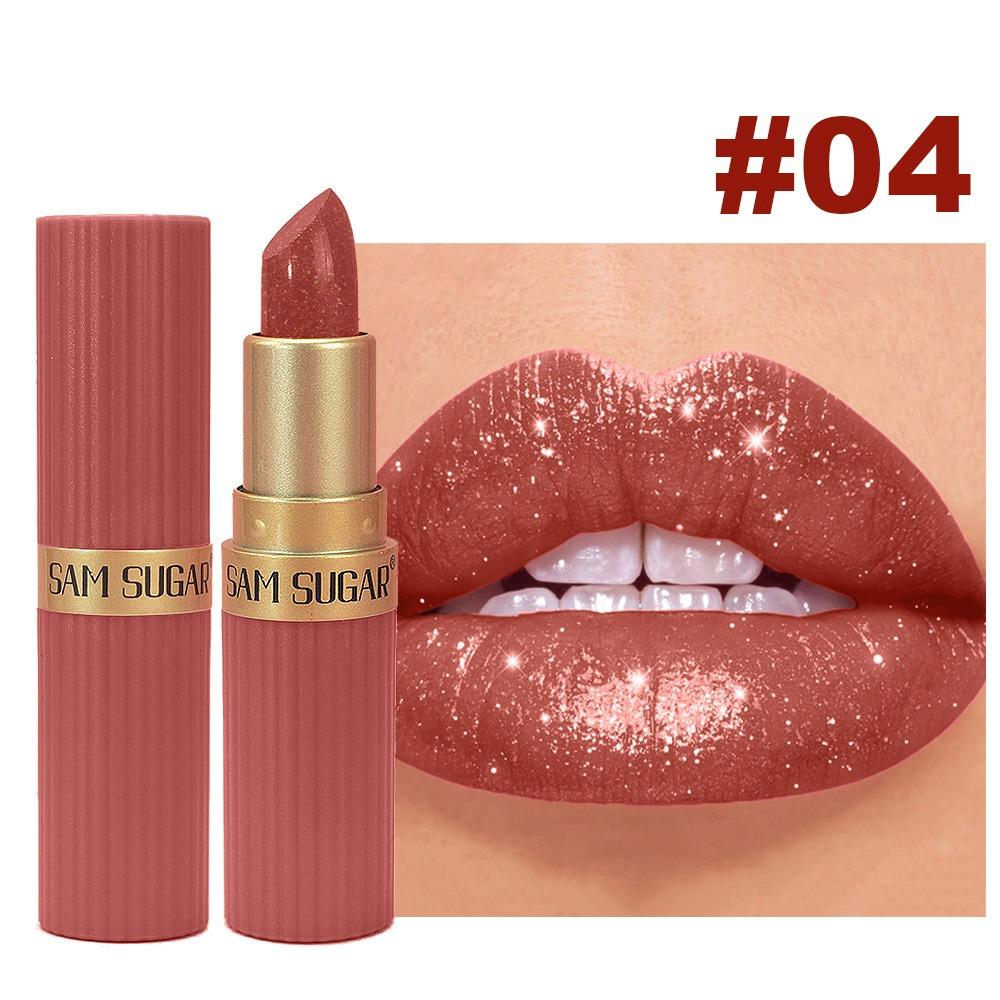 Nuovo Rossetto Metallico Rosso Lucido 6 Colori Lunga Tenuta Glitter Scintillante Lucidalabbra Solido Impermeabile Shimmer Labbra Vellutate Trucco