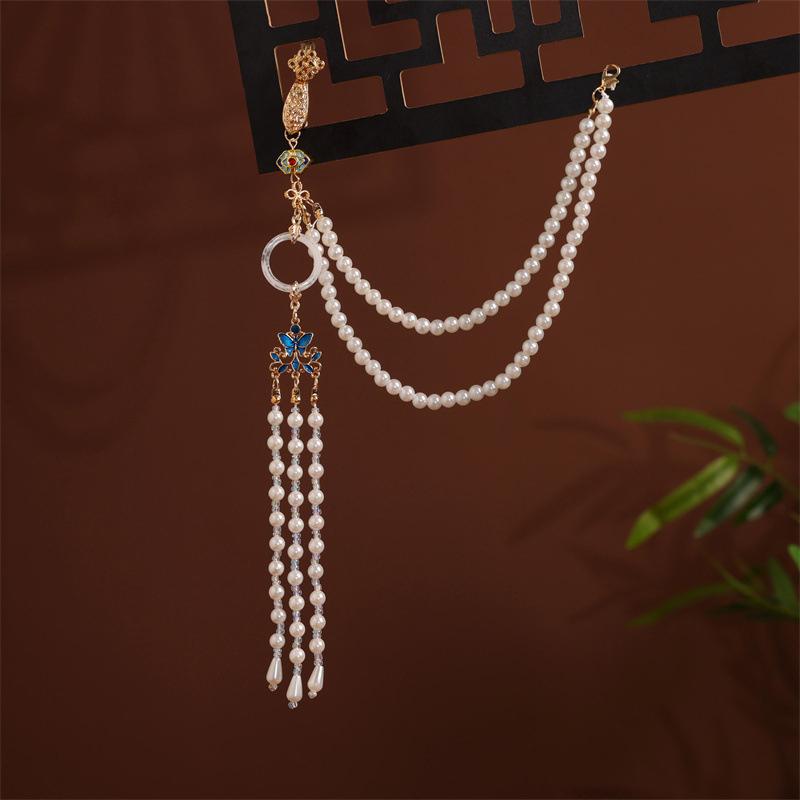 Imitationsperle Damen Hanfu Ornament Schmuck Langer Hängender Quaste Cheongsam Accessoires Legierung Cheongsam Gepresstes Revers