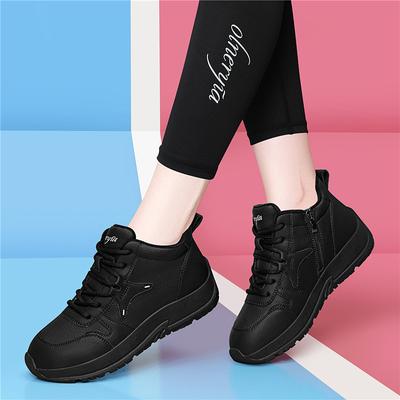 Sports and Leisure Shoes New Autumn and Winter Thick-soled Heightening Soft-soled Velvet Cotton Shoes Versatile Women's High-top Women's Shoes
