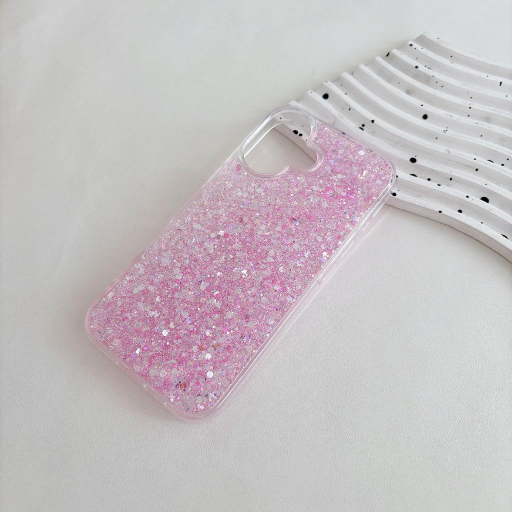 For iPhone 17 Case TPU Drop Protection Epoxy Glittery Sequins Phone Cover