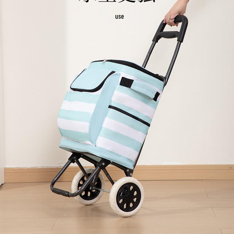 Lekki Składany Wózek na Zakupy z Wkładem Chłodzącym do Użytku na Zewnątrz i w Supermarkecie