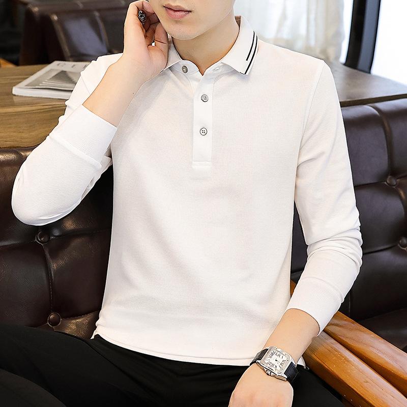 Spring and Autumn New Men's Korean Version Solid Color Sheet Lapel Long Sleeve Polo Shirt Trendy Couple Internet Celebrity Same Style Versatile Top