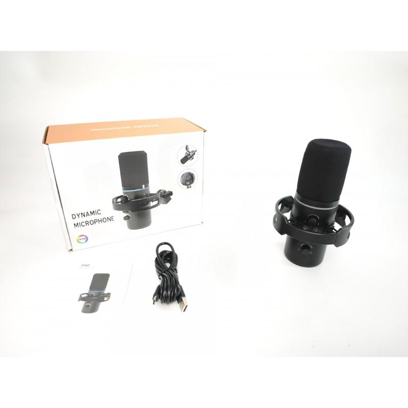 WM8 Dynamic USB/XLR Desktop Microphone Streaming Gaming Podcast Recording With RGB Lighting Metal Stand