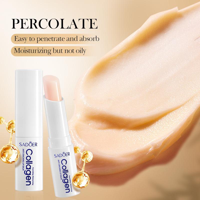 Sadoer 2.7G Collagen Moisturizing Lip Balm Nourishing Anti-Cracked Long-Lasting Hydration Stick Lip Skin Care