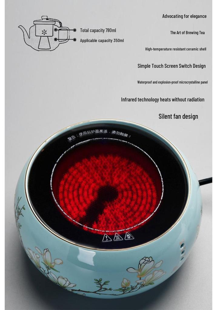 High-Temp Resistant Electric Ceramic Tea Stove with Thickened Silicon Glass & Touch Control