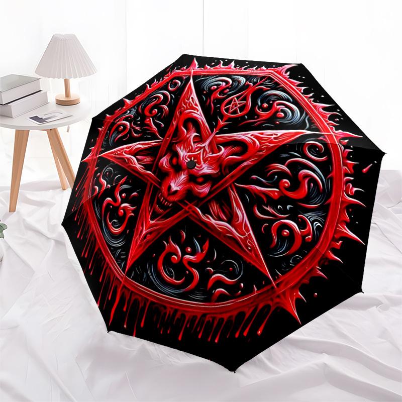 1pc Baphomet Symbol Automatic Folding Umbrella Durable Iron Frame,All Seasons Home Travel Outdoor Multifunctional Umbrella yy251115053