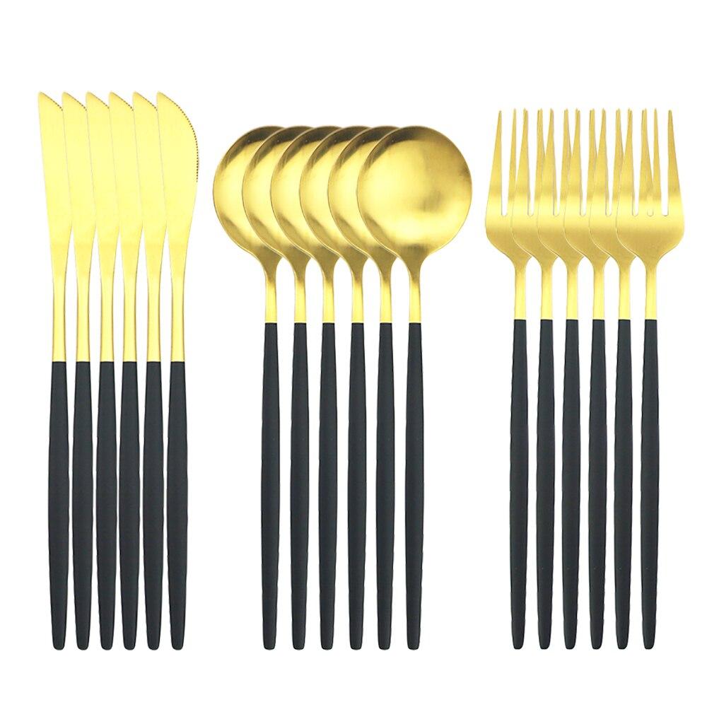 18pcs Colorful Cutlery Set Tableware Set Stainless Steel Dinner Knife Fork Spoon Matte Polishing Dinnerware Set