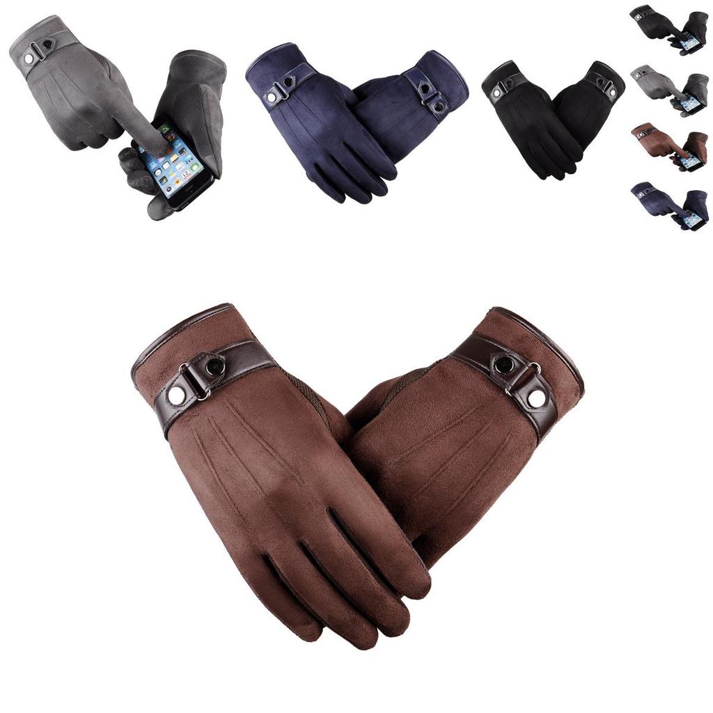 Herren Winter Warme Wildleder PU-Leder Fleecegefüttert Touchscreen Fahrhandschuhe Perfekt für Outdoor-Aktivitäten