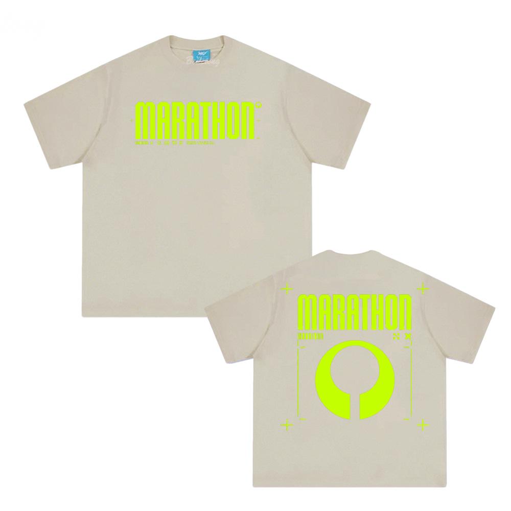 

Футболка для марафона 2026 Новая футболка для стрелялок Повседневная Футболки Графическая печать Футболки Рукав Летняя 100% Хлопок Круглый Харадзюку Футболка XS песочный