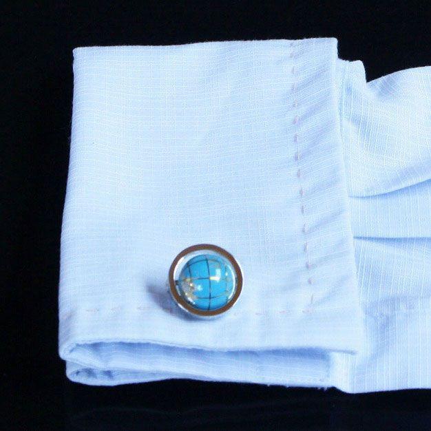 Used Kamakura Cufflinks Studio Turquoise Blue Globe Cufflinks (Cufflinks) Recommended as a gift or present