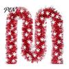 Soft Material Holiday Embellishment 78 Inch Red Christmas Tinsel Garland, Shiny Metallic Foil Twist Garland Tear Resistant Ribbon with Snowflake