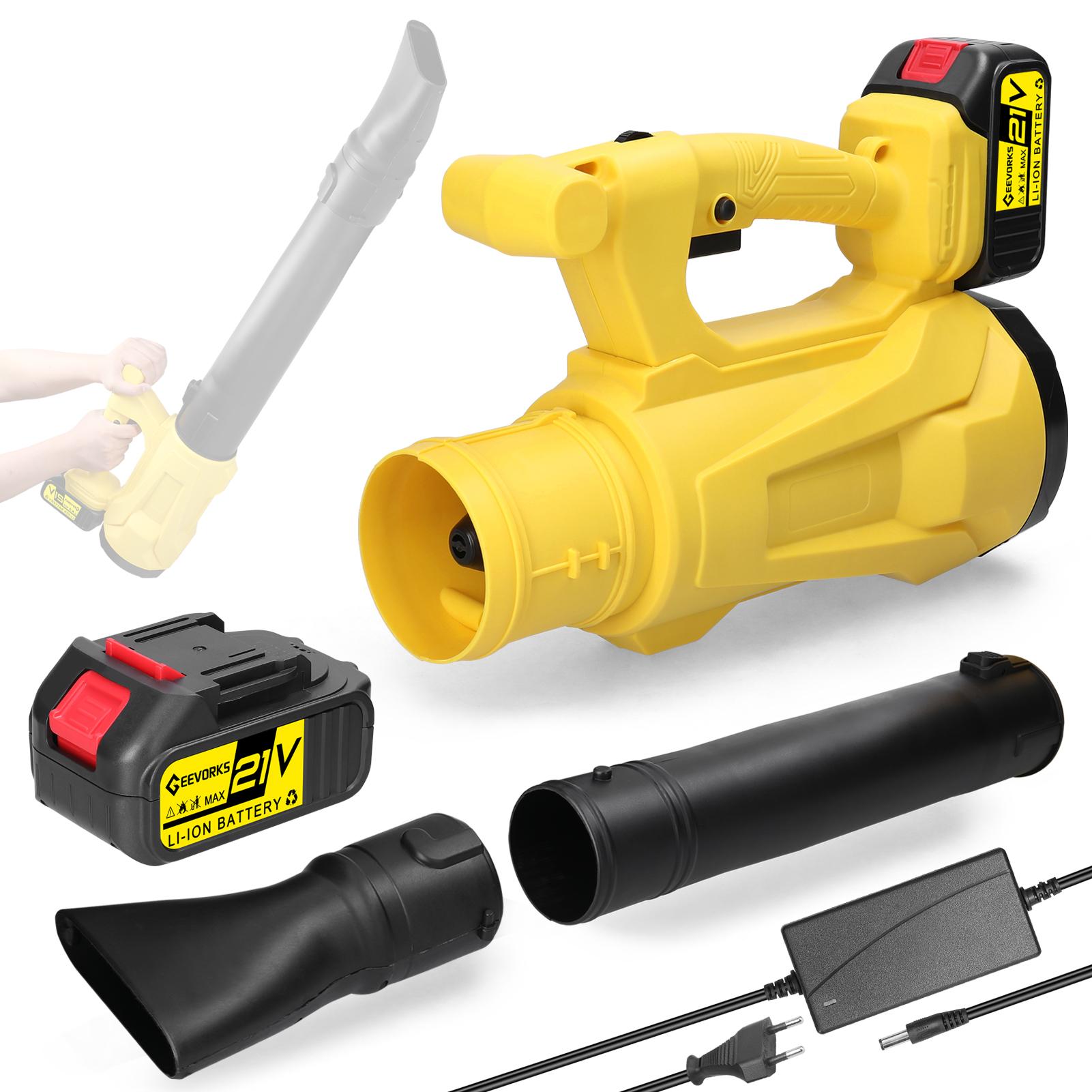 Geevorks Asciugacapelli ad alta potenza Batteria al litio portatile Ventilatore elettrico Forte aeratore a vento 2pcs batteries EU Plug multicolore