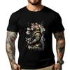 Cat Samurai Wearing Uniform Painting Portrait Cat Samurai Mens Shirts Graphic Tee Short Sleeve Tee Creative