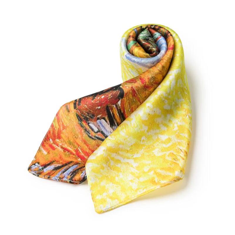 TXRMDX Men s Sunny Oil Painting Series Mulberry Silk Scarf One Size