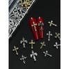 12Grids/Box Y2K Cross Mixed Style 3D Nail Art Rhinestone,Punk Gothic Alloy Cross Nail Decoration,Mixed 3D Nail Art Decoration For Manicure Supplies