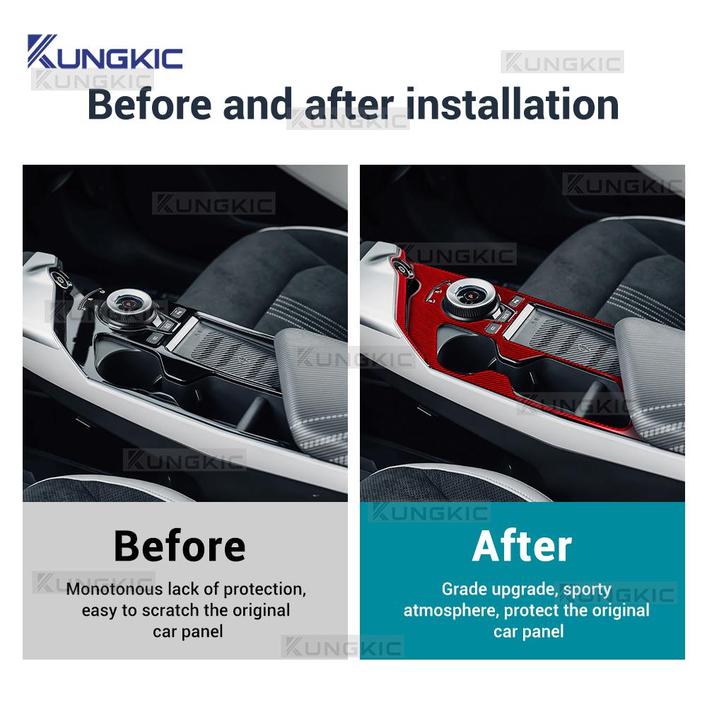 Real Soft Carbon Fiber Sticker For Kia EV6 GT EV 2022 2023 2024 2025 LHD RHD Car Gear Shift Panel Interior Trim Accessories