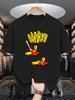 Unisex Cotton Tee Horror Fries Cartoon Graphic Print Loose Breathable Summer Crew Neck Casual Street T Shirt Unisex Daily Wear