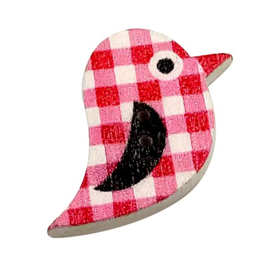 100 pezzi di uccelli in legno, colori casuali, misti, carini, decorativi, da cucire, 2 fori, bottoni
