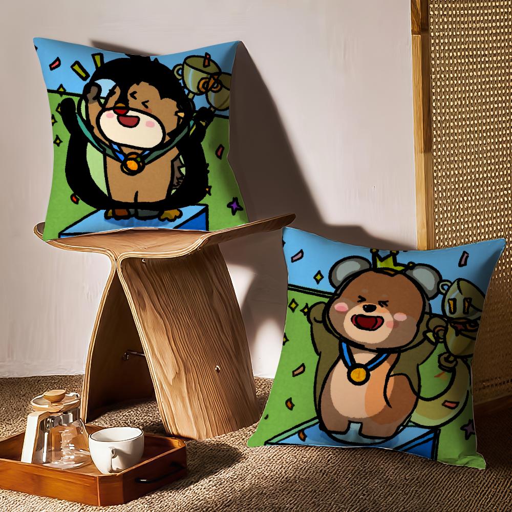 Cute Animal Champion Cushion Cover Anti-dustmite Pillowcase Invisible Zipper Silky Short Plush Sofa Cushion Cover