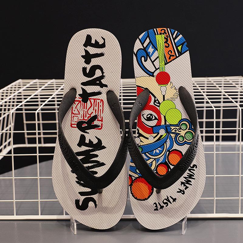 Slippers men's new outdoor pinch men's non-slip personalized sandals Guochao flip-flops trend wearing beach shoes