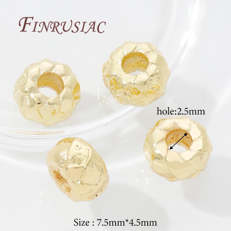 18K Gold Plated Brass Spacer Beads For Bracelets Accessories,Separator For Beads,DIY Jewelry Making Supplies,Round Metal Bead