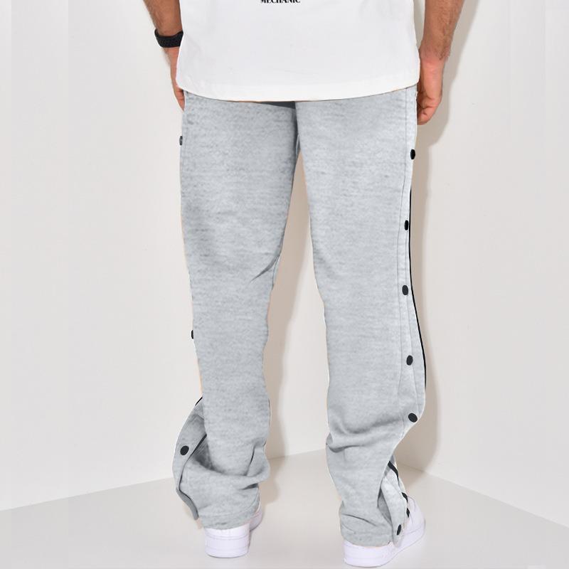 Men's Loose Fit Straight Button Athletic Pants Solid Color Long Pants Casual Pants