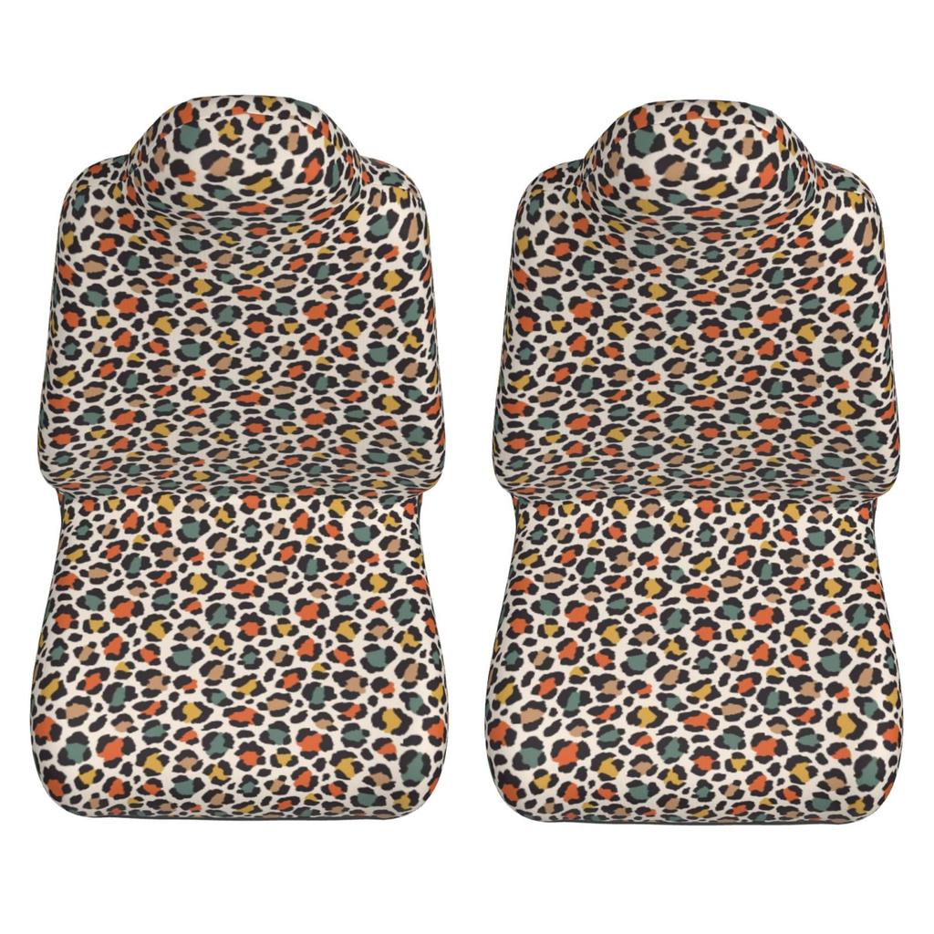 Classic Wild Cheetah Colorful Leopard Print Car Seat Covers for Women Man Universal Auto Front Seats Protector Fits for Car SUV