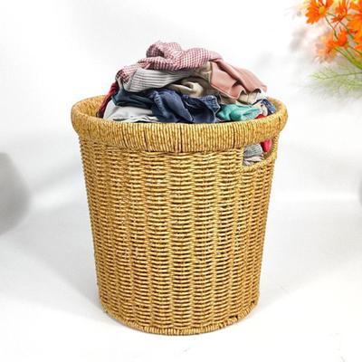 Woven Laundry Basket with Lid Sturdy Iron PP Material Multipurpose Clothes Hamper Organizer for Laundry Room and Home