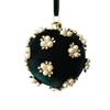 Christmas Tree Ornament Ball with Fabric, Trim Pattern and Ribbon Loop for Home Display Scenes and Seasonal Room Use